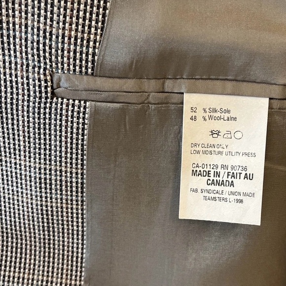 Chaps Ralph Lauren Grey & multicolor Plaid Blazer Suit Jacket Mens 46R Wool Silk - Picture 5 of 7